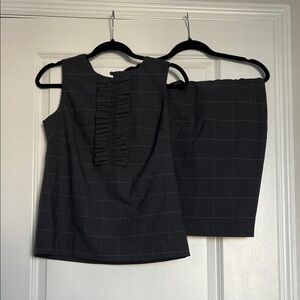 Banana Republic Grey Checkered Skirt Set